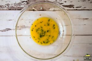 Garlic butter custard mixed in a bowl