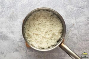 cooked rice in a pot