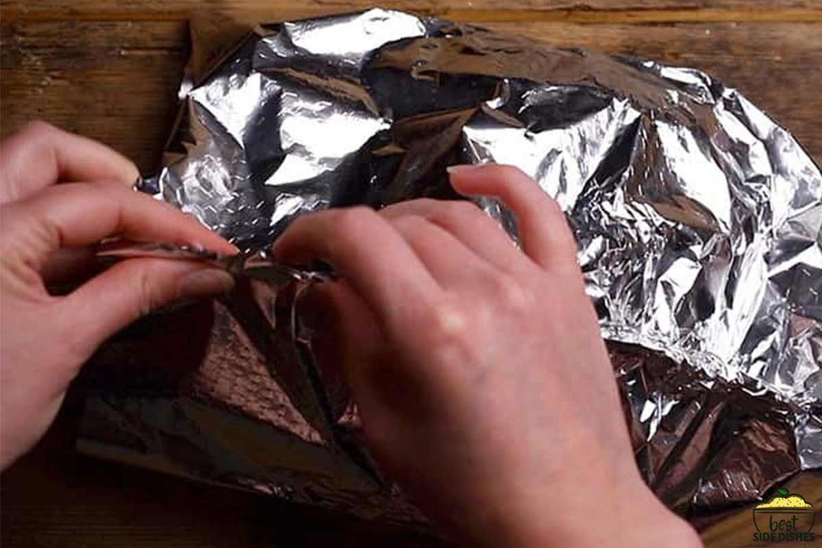 Wrapping potatoes in foil